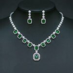 Wholesale Copper Zircon Jewelry set with red butterfly necklace and 925 silver pin earrings from JuneJewelry.com.