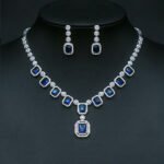 Wholesale Copper Zircon Jewelry set with red butterfly necklace and 925 silver pin earrings from JuneJewelry.com.