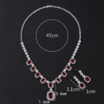 Wholesale Copper Zircon Jewelry set with red butterfly necklace and 925 silver pin earrings from JuneJewelry.com.