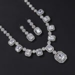 Wholesale Copper Zircon Jewelry set with red butterfly necklace and 925 silver pin earrings from JuneJewelry.com.