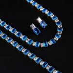 Wholesale luxury zircon set with emerald cut radiant stones and gold plated copper from JuneJewelry.com – 925 silver needle jewelry.