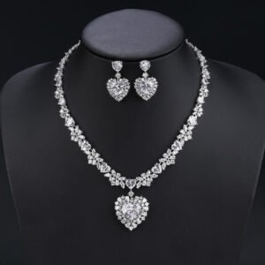 Wholesale cubic zirconia set with oval and pear-cut stones on real gold plated copper base from JuneJewelry.com – luxury bridal jewelry for bulk orders.