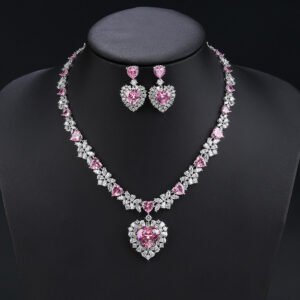 Wholesale cubic zirconia set with oval and pear-cut stones on real gold plated copper base from JuneJewelry.com – luxury bridal jewelry for bulk orders.