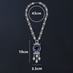 Wholesale luxury zircon set with sparkling necklace and 925 silver needle earrings from JuneJewelry.com – premium bridal jewelry for bulk buyers.
