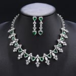 Wholesale copper zircon jewelry set with true gold plating and marquise-cut white stones from JuneJewelry.com – premium quality bridal jewelry for bulk purchase.