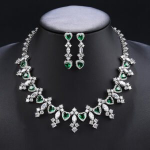 Wholesale copper zircon jewelry set with true gold plating and marquise-cut white stones from JuneJewelry.com – premium quality bridal jewelry for bulk purchase.