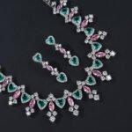 Wholesale copper zircon jewelry set with true gold plating and marquise-cut white stones from JuneJewelry.com – premium quality bridal jewelry for bulk purchase.