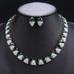 Wholesale triangle zircon set with radiant white stones and gold plated copper from JuneJewelry.com – luxury 925 silver needle bridal jewelry.