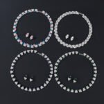 Wholesale triangle zircon set with radiant white stones and gold plated copper from JuneJewelry.com – luxury 925 silver needle bridal jewelry.