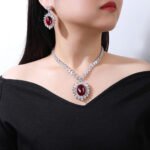 Wholesale Copper Zircon Jewelry Set with sparkling zircon main stones, true gold plated finish on copper, from JuneJewelry.com – high quality, unique fashion jewelry for bulk purchase.