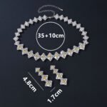 Wholesale luxury zircon set with statement necklace and 925 silver needle earrings in real gold plated copper from JuneJewelry.com.