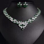 Wholesale zircon jewelry set with true gold plating and marquise-cut white stones from JuneJewelry.com – premium quality bridal jewelry for bulk purchase.