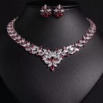 Wholesale zircon jewelry set with true gold plating and marquise-cut white stones from JuneJewelry.com – premium quality bridal jewelry for bulk purchase.