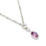 Sparkling white gold plated Swarovski element oval crystal pendant necklace for office, daily, and travel wear, wholesale from junejewelry.com.