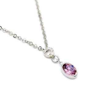 Sparkling white gold plated Swarovski element oval crystal pendant necklace for office, daily, and travel wear, wholesale from junejewelry.com.