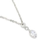 Sparkling white gold plated Swarovski element oval crystal pendant necklace for office, daily, and travel wear, wholesale from junejewelry.com.
