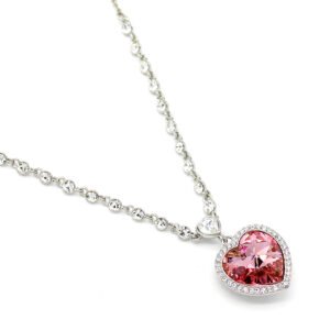Wholesale Swarovski element heart crystal necklace: heart-shaped crystal pendant on a real gold plated copper chain for daily wear.