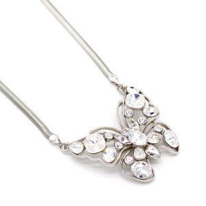 Wholesale Swarovski element butterfly crystal necklace: shimmering butterfly pendant on a durable real gold plated copper chain for daily wear.