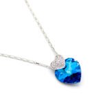 Wholesale Swarovski element heart necklace in rhodium plated copper, daily wear crystal pendant jewelry from JuneJewelry.