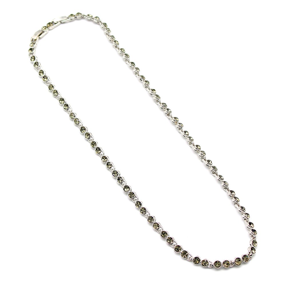 A008128N-002.148.A Elegant silver plated round Swarovski element crystal tennis necklace for wholesale at junejewelry.com.