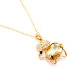 Adorable Swarovski element sheep crystal necklace in a unique animal pendant design, high-quality copper with real gold plating for wholesale fashion stores.