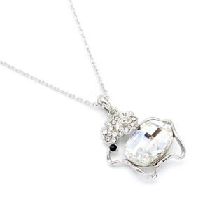 Adorable Swarovski element sheep crystal necklace in a unique animal pendant design, high-quality copper with real gold plating for wholesale fashion stores.