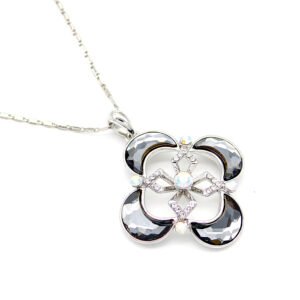 Swarovski Element Snowflake Crystal Necklace, Vintage Rhodium Plated Brass Pendant, Fashion Jewelry Wholesale.