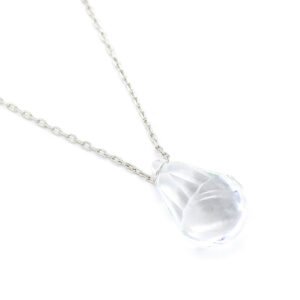 Elegant Swarovski element white teardrop crystal pendant necklace, silver-tone white gold plated minimalist jewelry from junejewelry.com.