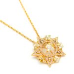 Wholesale Swarovski element snowflake crystal necklace, 18K gold and white gold plated brass snowflake pendant, elegant winter daily wear, junejewelry unique design.