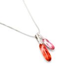 Trendy Swarovski element double vertical bar crystal pendant necklace, white gold plated copper, high-quality fashion jewelry wholesale at junejewelry.com.