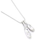 Trendy Swarovski element double vertical bar crystal pendant necklace, white gold plated copper, high-quality fashion jewelry wholesale at junejewelry.com.