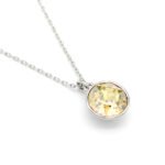 Swarovski element crystal single stone necklace wholesale - Round minimalist crystal pendant in white gold plating.