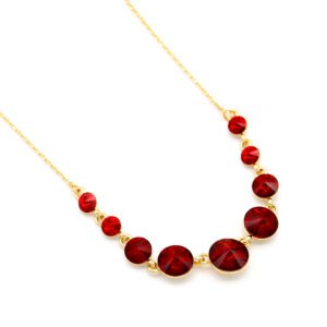 High-quality white gold plated Swarovski element mixed size round crystal half tennis necklace for wholesale at junejewelry.com.