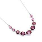 High-quality white gold plated Swarovski element mixed size round crystal half tennis necklace for wholesale at junejewelry.com.