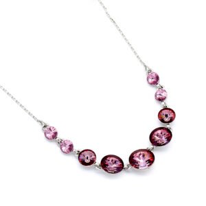 High-quality white gold plated Swarovski element mixed size round crystal half tennis necklace for wholesale at junejewelry.com.