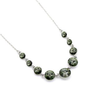 High-quality white gold plated Swarovski element mixed size round crystal half tennis necklace for wholesale at junejewelry.com.