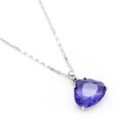 Wholesale Purple Swarovski element crystal triangle necklace, minimalist triangle pendant in white gold plated copper, sparkling daily wear jewelry.