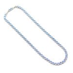 Luxury round Swarovski element crystal tennis necklace in blue, white, and yellow for wholesale at junejewelry.com.