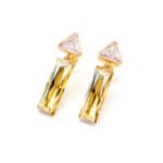 Wholesale Swarovski element rectangle jewelry set: rectangle crystal necklace, matching earrings, ring, and bracelet in real gold plated copper.