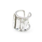 Wholesale Swarovski element rectangle jewelry set: rectangle crystal necklace, matching earrings, ring, and bracelet in real gold plated copper.