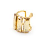 Wholesale Swarovski element rectangle jewelry set: rectangle crystal necklace, matching earrings, ring, and bracelet in real gold plated copper.