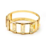 Wholesale Swarovski element rectangle jewelry set: rectangle crystal necklace, matching earrings, ring, and bracelet in real gold plated copper.