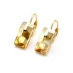 Luxury Swarovski element rectangular crystal necklace earrings bracelet set for wholesale, gold plated copper.