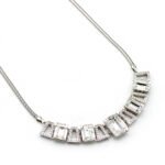 Elegant rectangle white Swarovski element crystal jewelry set, white gold plated copper for wholesale.