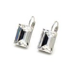 Elegant rectangle white Swarovski element crystal jewelry set, white gold plated copper for wholesale.