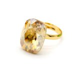 Luxury yellow Swarovski element crystal necklace earrings bracelet set for wedding wholesale, gold plated copper.