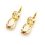 Luxury yellow Swarovski element crystal necklace earrings bracelet set for wedding wholesale, gold plated copper.
