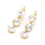 Minimalist white square Swarovski element crystal jewelry set for daily wear, gold plated copper wholesale.