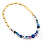Classic round Swarovski element crystal tennis necklace with 18k gold plating for wholesale at junejewelry.com.
