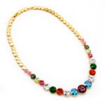 Classic round Swarovski element crystal tennis necklace with 18k gold plating for wholesale at junejewelry.com.